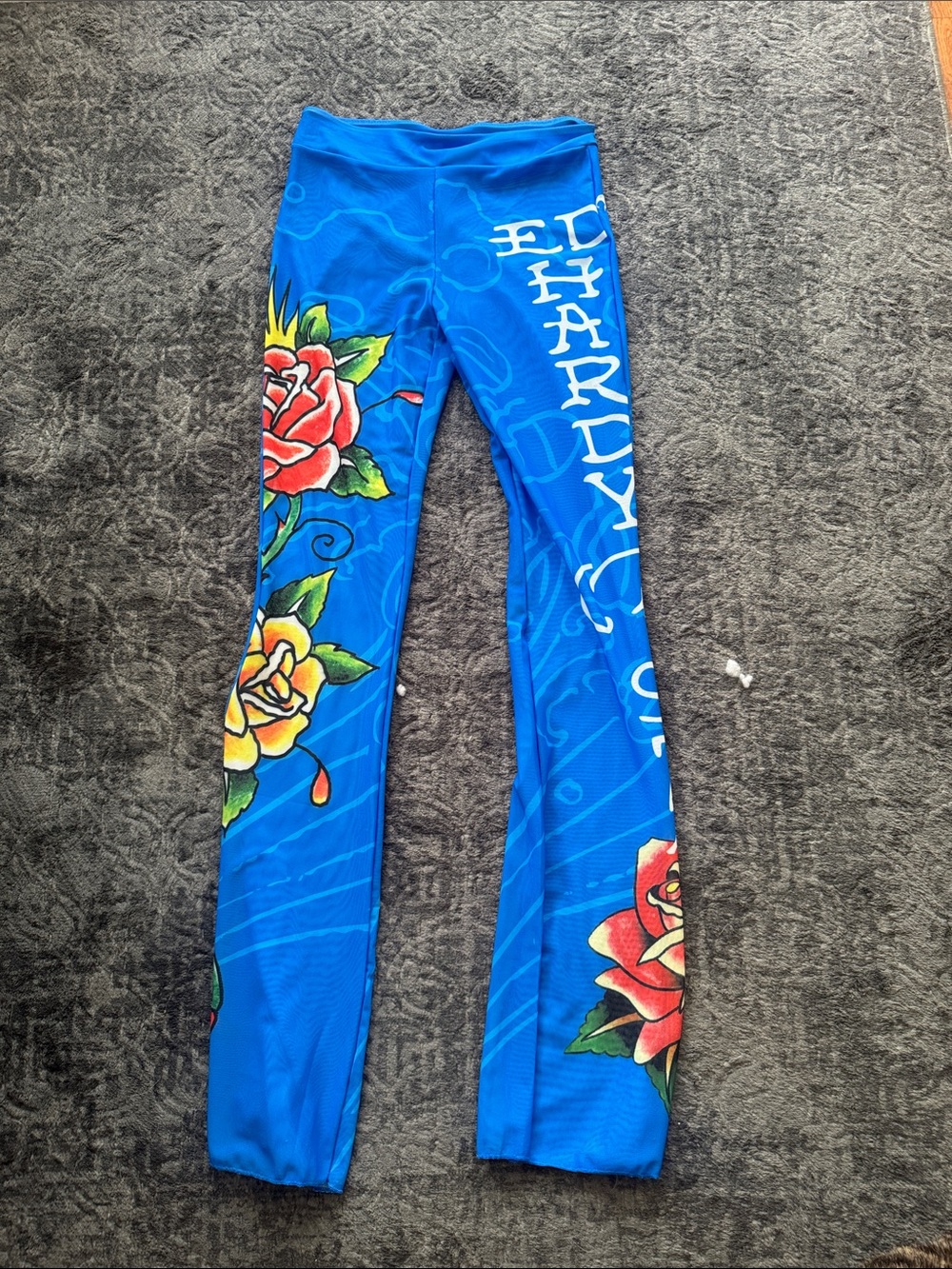 Ed Hardy Blue Floral Rose Swim Leggings
